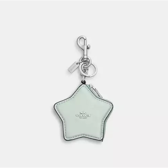 Coach Star Bag Charm In Pearlized leather/Silver/Green CBL91 NWT - Picture 1 of 7
